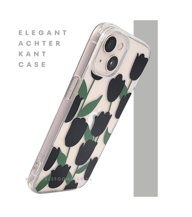 iPhone 13 / 14 Hoesje – Transparante Case met Zwarte Tulpen | Telefoonstar