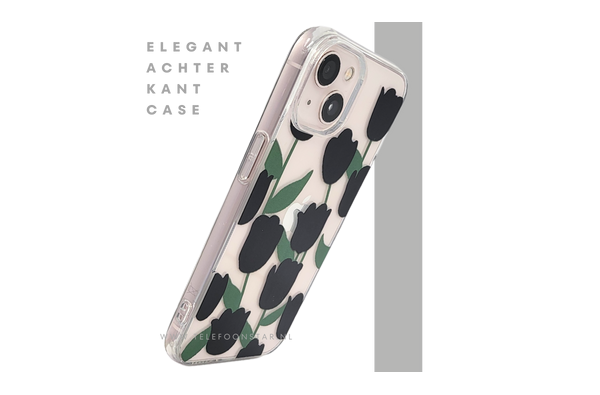 iPhone 13 / 14 Hoesje – Transparante Case met Zwarte Tulpen | Telefoonstar