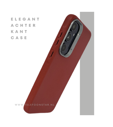 Samsung Galaxy A36 Hoesje Rood – Luxe Leren Backcover met Metalen Camera Bescherming