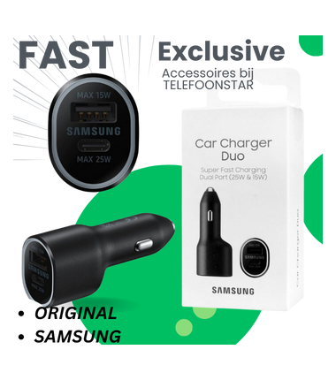 Samsung Car Charger Duo – Supersnel Opladen Onderweg | Verkrijgbaar bij Telefoonstar Ede