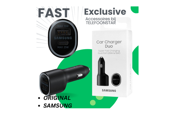 Samsung Car Charger Duo – Supersnel Opladen Onderweg | Verkrijgbaar bij Telefoonstar Ede