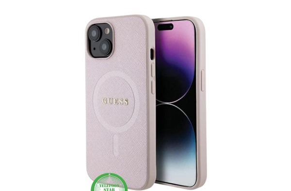 Hoesje voor iPhone 15 – RozeLuxe Design met Goudkleurig Logo