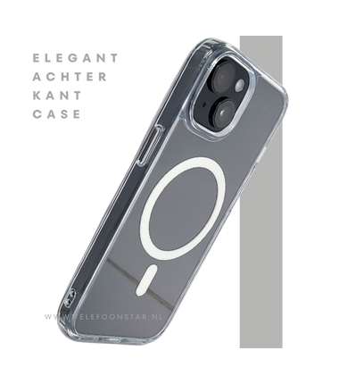 iPhone 15 Hoesje – Transparant Met Witte MagSafe Ring | Strak, Slim & Beschermend