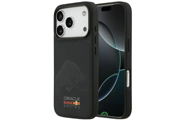 Hoesje voor iPhone 17 Pro Zwart met Sportieve carbon look achterkant