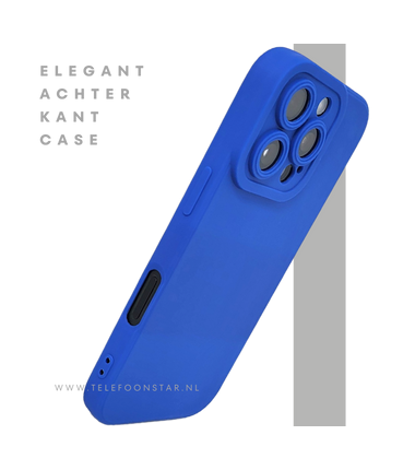iPhone 16 Pro Max Blauw Hoesje Mat Design Met Verhoogde Camerabescherming