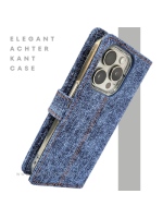 iPhone 15 Pro Max Jeans Look Hoesje &ndash; Stoere Bookcase met Pasjeshouder | Telefoonstar