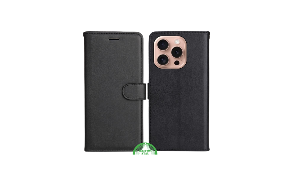 Bookcase Hoesje voor iPhone 16 Pro - Zwart Magnetische sluiting voor veilige bescherming | Telefoonstar