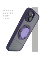 iPhone 15 Hoesje &ndash; Transparant Met Paarse Ringhouder | Stijlvol, Praktisch & Betrouwbaar