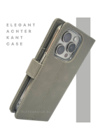 iPhone 15 Pro Hoesje Grijs &ndash; Elegant Bookcase met Pasjeshouder | Telefoonstar