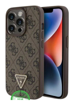 iPhone 15 Pro Beste Stoffen Hoesje &ndash; Bruin Design met Logo en Premium Bescherming