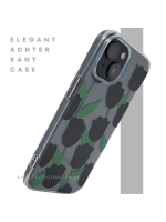 iPhone 15 Hoesje &ndash; Transparant met Zwarte Tulpenprint | Stijlvol, Nederlands & Beschermend