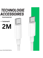 USB-C naar USB-C Oplaadkabel 2 Meter &ndash; Witte Gevlochten Snelladerkabel