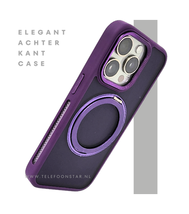 Paars iPhone 15 Pro Hoesje met Ringhouder – MagSafe & Kickstand | Telefoonstar.nl