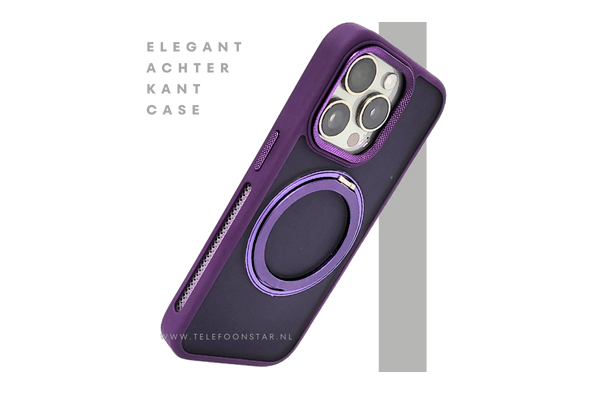 Paars iPhone 15 Pro Hoesje met Ringhouder – MagSafe & Kickstand | Telefoonstar.nl