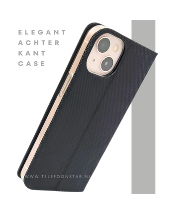 Zwart Bookcase Hoesje iPhone 13 / 14 – Met Structuur en Pasjeshouder | €14,95