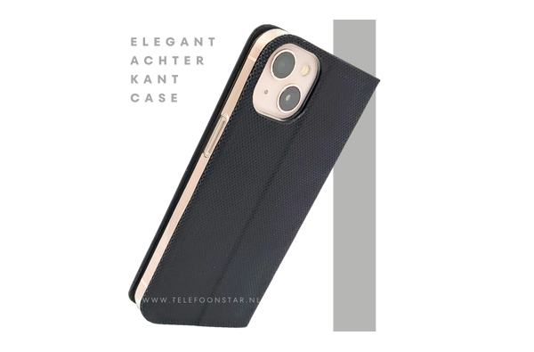 Zwart Bookcase Hoesje iPhone 13 / 14 – Met Structuur en Pasjeshouder | €14,95