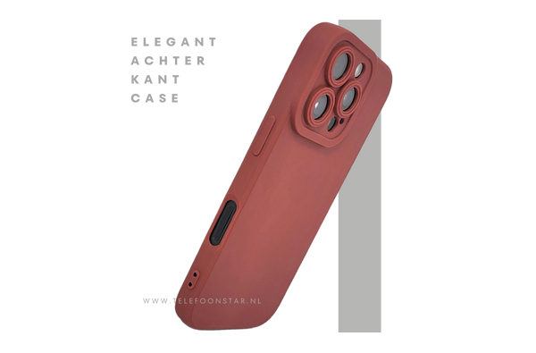 iPhone 16 Pro Donkerrood Hoesje Mat Design Met Verhoogde Camerabescherming