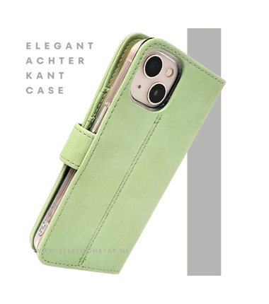 Mintgroen Bookcase Hoesje iPhone 13 en 14 Wallet Case met Magneetsluiting | €14,95