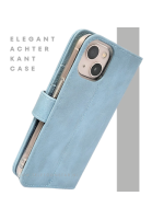 Lichtblauw Bookcase Hoesje iPhone 13 en 14 Met Sluitbandje en Pasjeshouder prijs goedkoop &euro;14,95