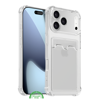 Silicone hoesje voor iPhone 17 Pro – Transparant Silicone met Kaarthouder | Telefoonstar