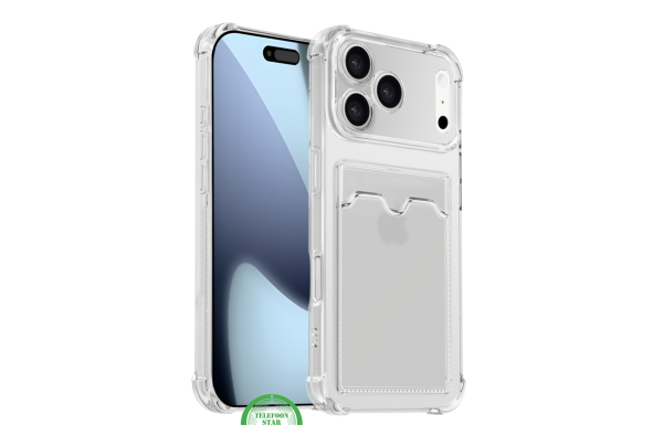 Silicone hoesje voor iPhone 17 Pro – Transparant Silicone met Kaarthouder | Telefoonstar