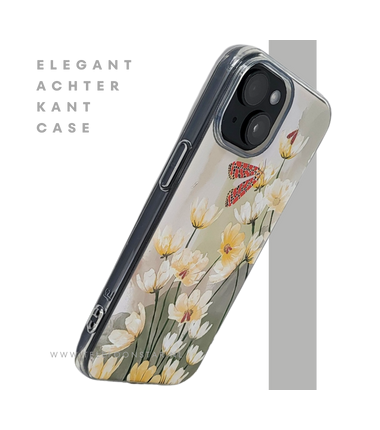iPhone 15 Hoesje – Transparant Met Bloemen & Vlinderprint | Elegant, Natuur & Uniek