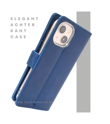 Donkerblauw Bookcase Hoesje iPhone 13 / 14 – Magneetsluiting en Pasjesvakken | €14,95