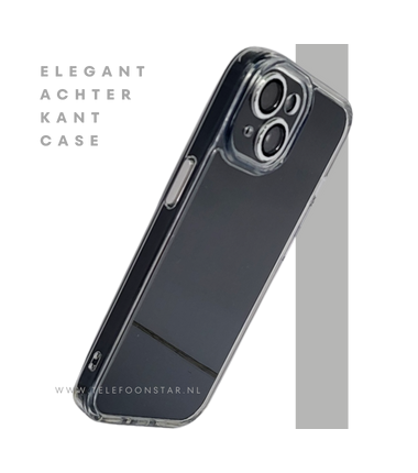 iPhone 15 Hoesje – Transparant Met Zwarte Achterkant | Minimalistisch & Stijlvol