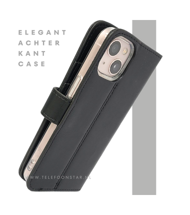 Zwart Bookcase Hoesje iPhone 13 / 14 – Met Bandje en Standaardfunctie | €14,95