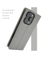 Bookcase Hoesje iPhone 16 Pro Max Grijs &ndash; Stijlvolle Bescherming met Pasjeshouder