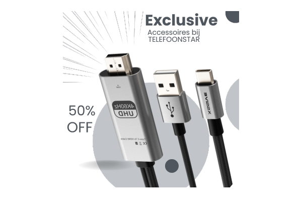USB-C naar HDMI Kabel met USB-A Power – 4K 60Hz – Voor Laptops, Tablets & Smartphones