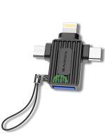 Crad Reader 3in1 OTG Adapter Lightning USB-C Micro-USB Zwart