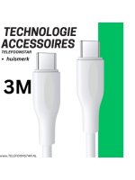 USB-C naar USB-C Kabel &ndash; 3 Meter &ndash; 65W wit Snel Opladen & Data Sync