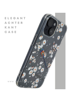 iPhone 15 Hoesje &ndash; Transparant Met Margrietjes en Papegaai | Fris, Kleurrijk & Beschermend