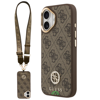 Hoesje iPhone 17 Bruin Crossbody Strap Case Stijlvol praktisch en Sterke Slank