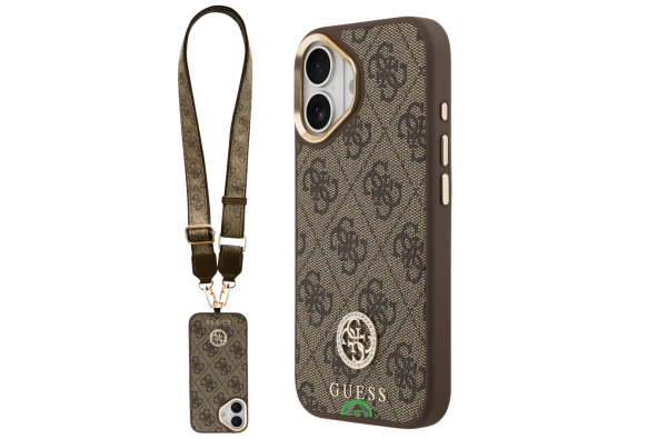 Hoesje iPhone 17 Bruin Crossbody Strap Case Stijlvol praktisch en Sterke Slank
