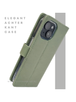 iPhone 15 2-in-1 Hoesje Groen Leer &ndash; Bookcase met Pasjeshouder