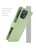 iPhone 15 Hoesje Lichtgroen &ndash; Bookcase met Pasjeshouder