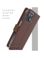 iPhone 15 Hoesje Donkerbruin &ndash; Bookcase met Pasjeshouder