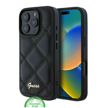 Hoesje voor iPhone 16 Pro Max – Luxe Zwarte Leren Look met Stijlvol Diamantpatroon