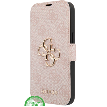 Hoesje voor iPhone 15 Pro Bookcase – Lichtroze Bescherming met Gouden Detail en Pasjesvak