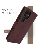 S25 Edge Boek Case Leer Stijlvolle en Beschermende Wallet Case bordeauxrood