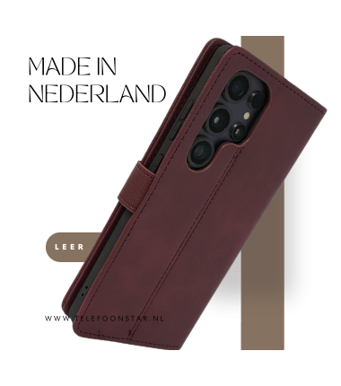 S25 Plus Boek Case Leer Stijlvolle en Beschermende Wallet Case bordeauxrood