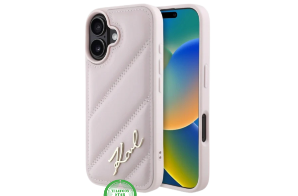 Hoesje voor iPhone 16 Luxe Roze Leren – Elegant Design met Subtiele Glans