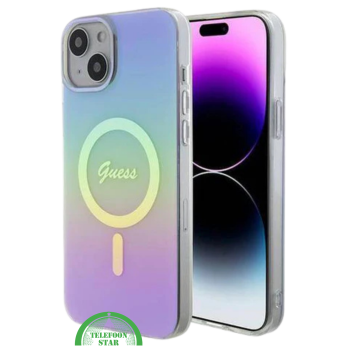 Hoesje voor iPhone 15 – Transparant Regenboog Design met MagSafe Ondersteuning