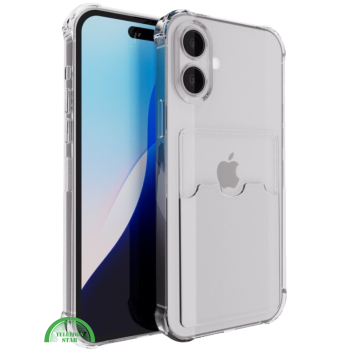 Transparant Hoesje voor iPhone 16 met Kaarthouder – Slank, Praktisch & Schokbestendig