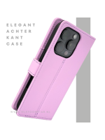 iPhone 16 Pro max Bookcase Hoesje Lichtroze &ndash; Elegante Leren Look met Magnetische Sluiting