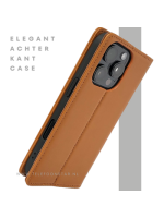 iPhone 16 Pro Max Bookcase Hoesje Cognac &ndash; Leren Look met Magnetische Sluiting