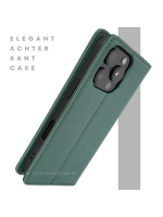 iPhone 16 Pro Max Bookcase Hoesje Donkergroen &ndash; Luxe Leren Look met Magnetische Sluiting