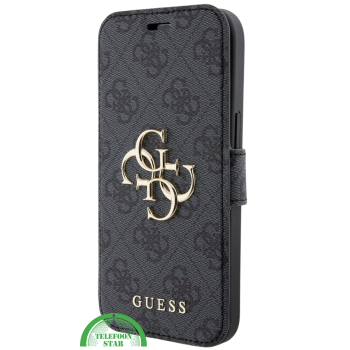 Hoesje voor iPhone 15 Pro Bookcase – Zwart Bescherming met Gouden Detail en Pasjesvak